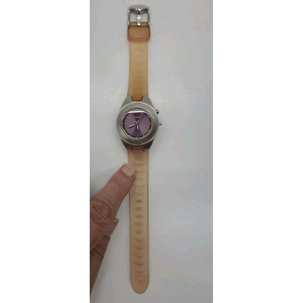 Vintage Fossil Blue AM 3609 Color Changing Dial Purple Green New Battery Works